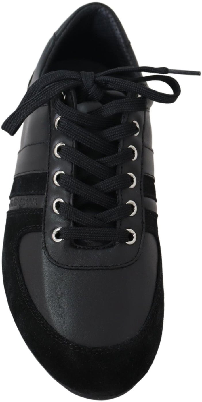 Dolce & Gabbana Black Logo Leather Casual Sneakers Shoes