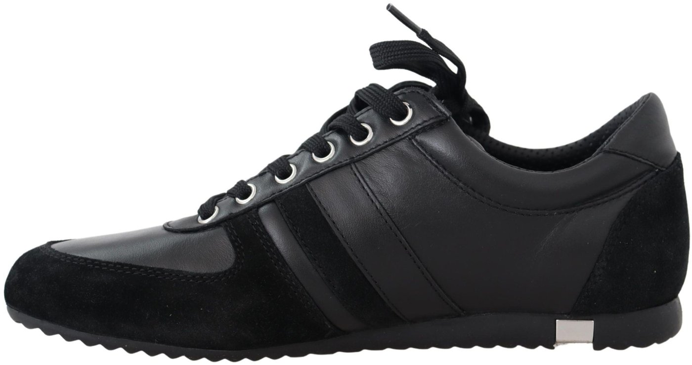 Dolce & Gabbana Black Logo Leather Casual Sneakers Shoes