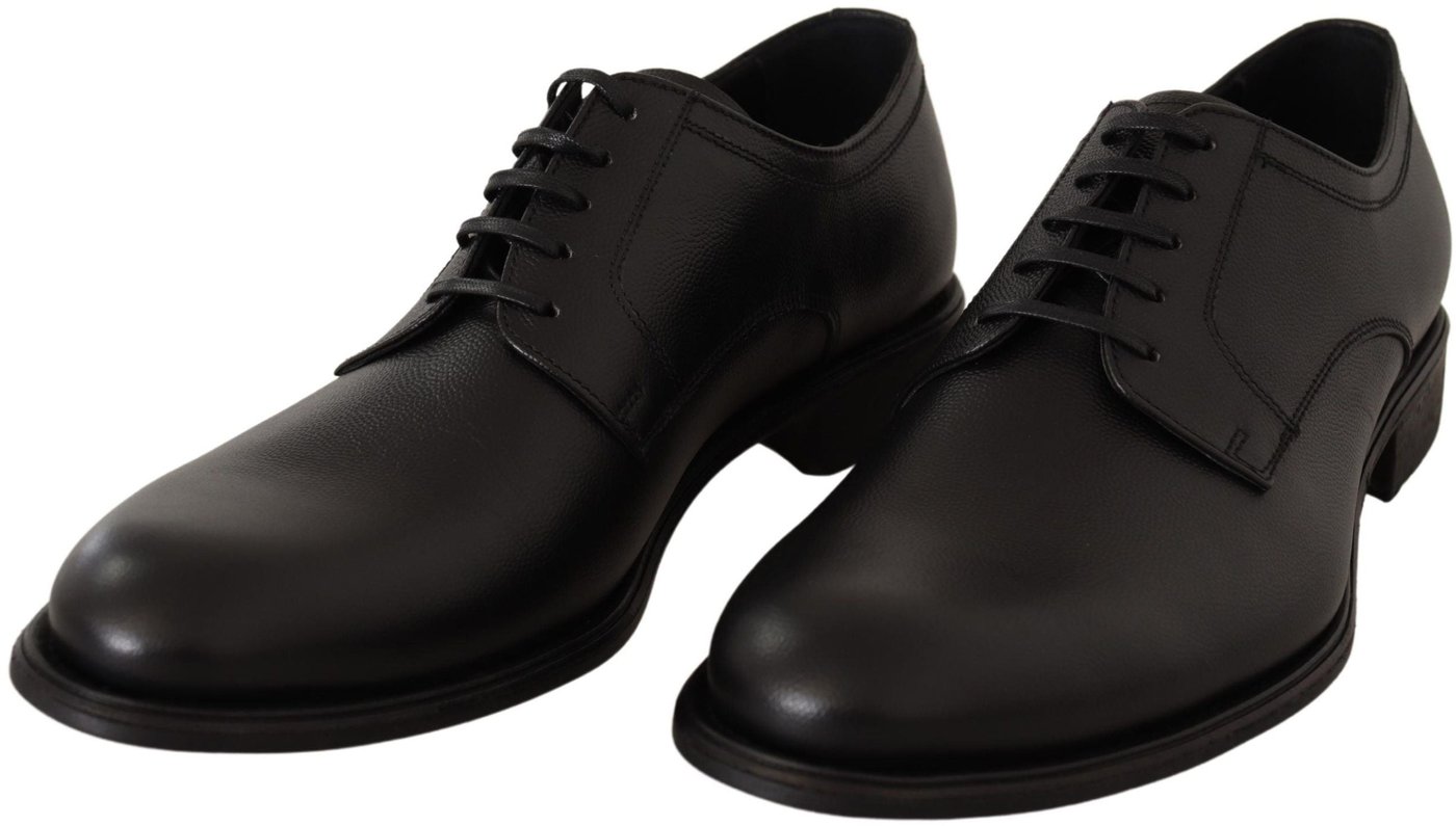 Dolce & Gabbana Black Leather Lace Up Mens Formal Derby Shoes