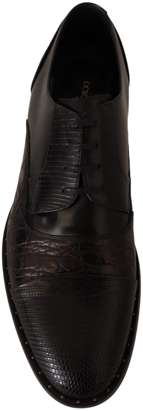 Dolce & Gabbana Black Leather Exotic Skins Formal Shoes