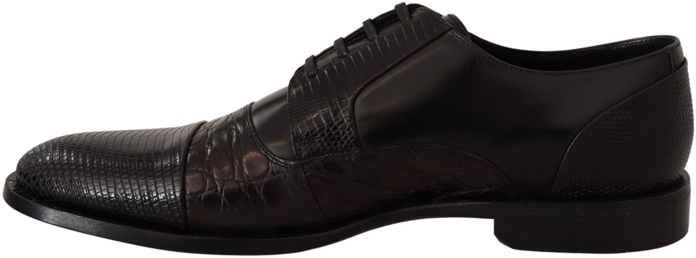 Dolce & Gabbana Black Leather Exotic Skins Formal Shoes