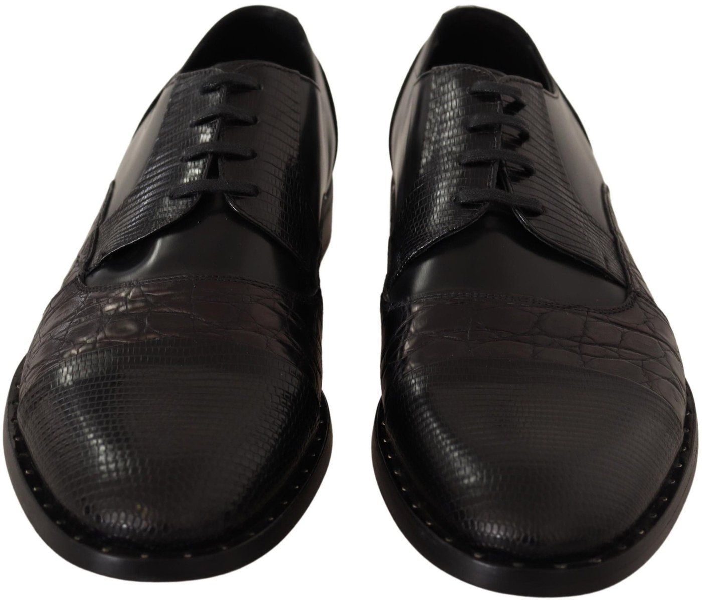 Dolce & Gabbana Black Leather Exotic Skins Formal Shoes
