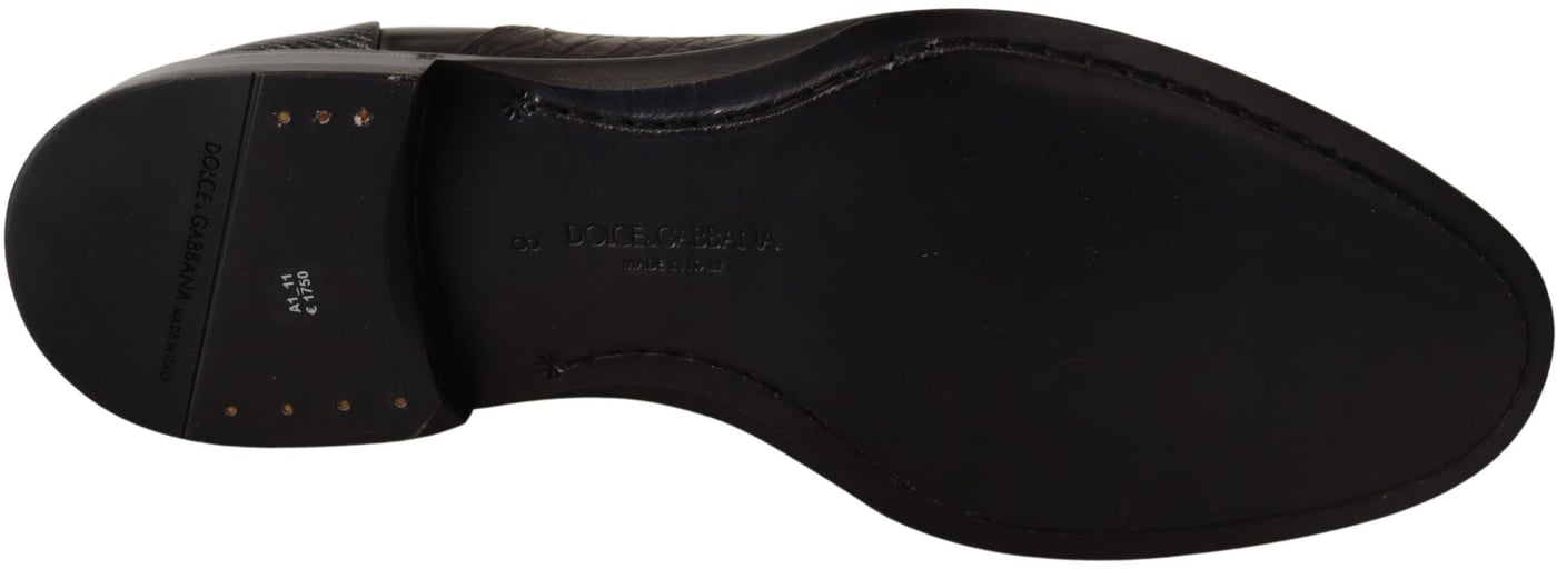 Dolce & Gabbana Black Leather Exotic Skins Formal Shoes