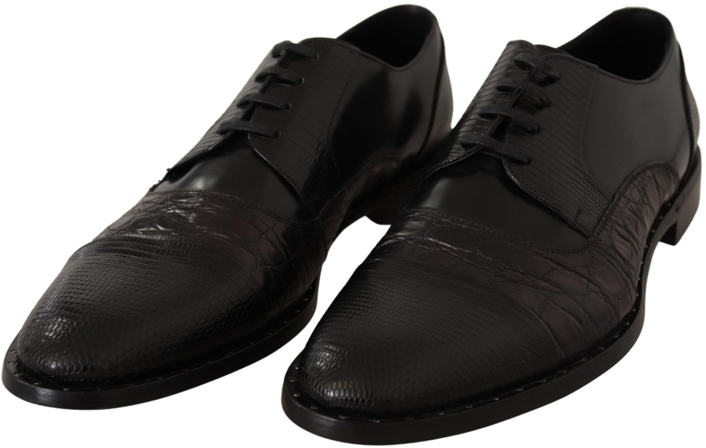 Dolce & Gabbana Black Leather Exotic Skins Formal Shoes