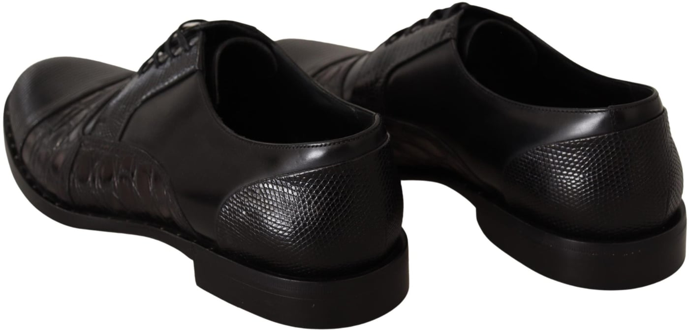 Dolce & Gabbana Black Leather Exotic Skins Formal Shoes