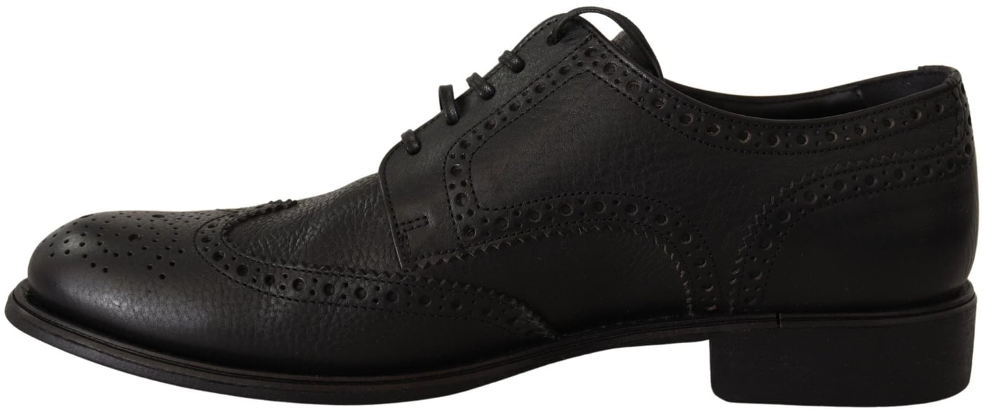 Dolce & Gabbana Black Leather Oxford Wingtip Formal Dress Shoes
