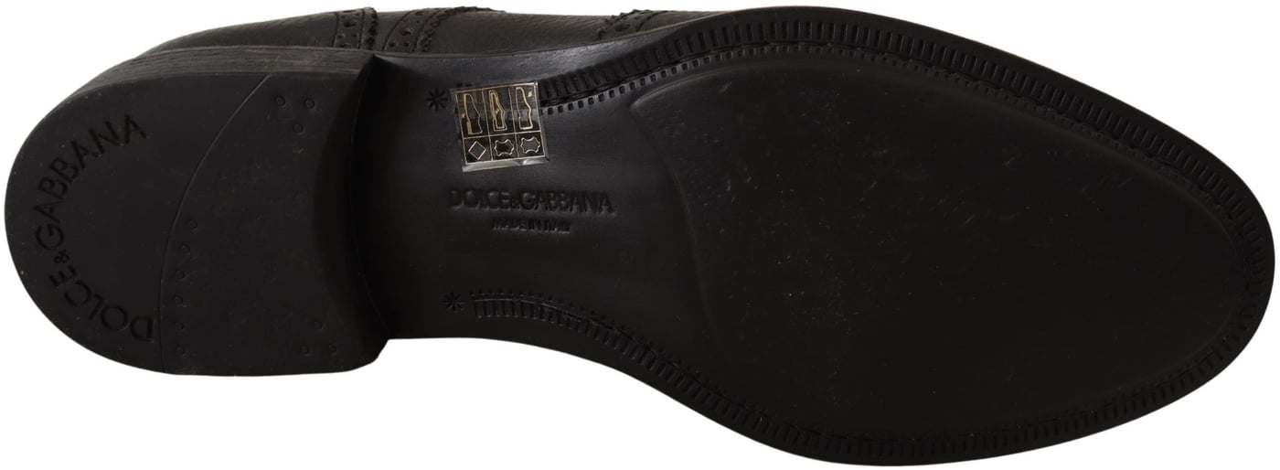 Dolce & Gabbana Black Leather Oxford Wingtip Formal Dress Shoes