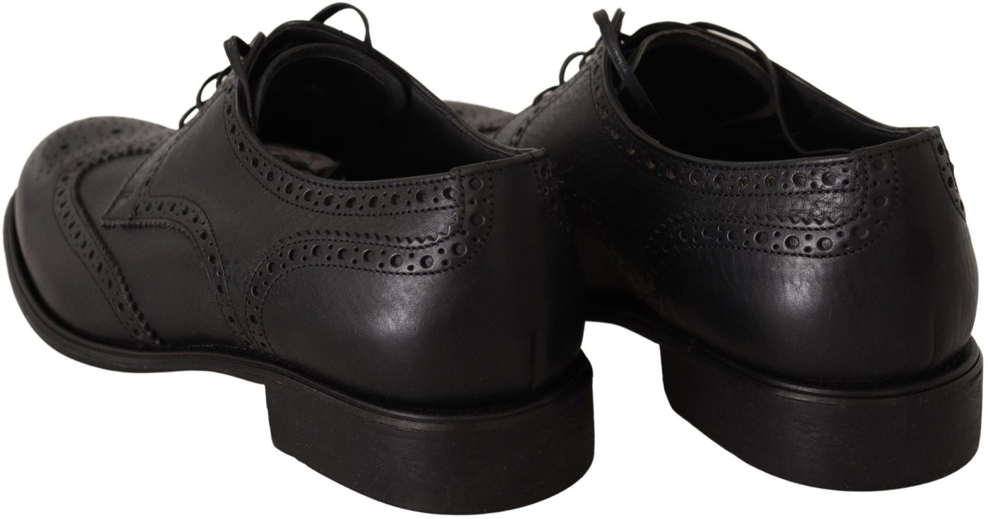 Dolce & Gabbana Black Leather Oxford Wingtip Formal Dress Shoes