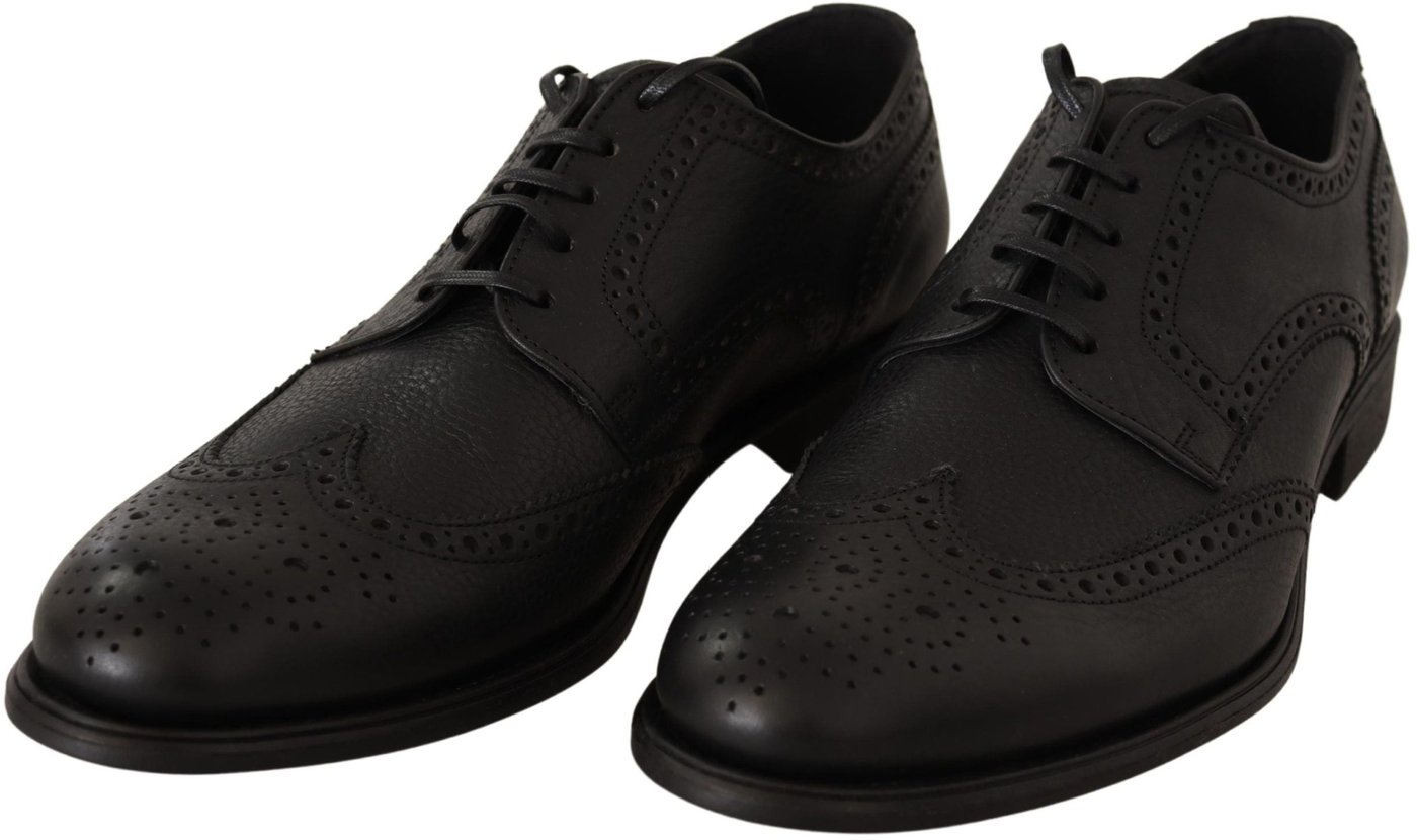 Dolce & Gabbana Black Leather Oxford Wingtip Formal Dress Shoes