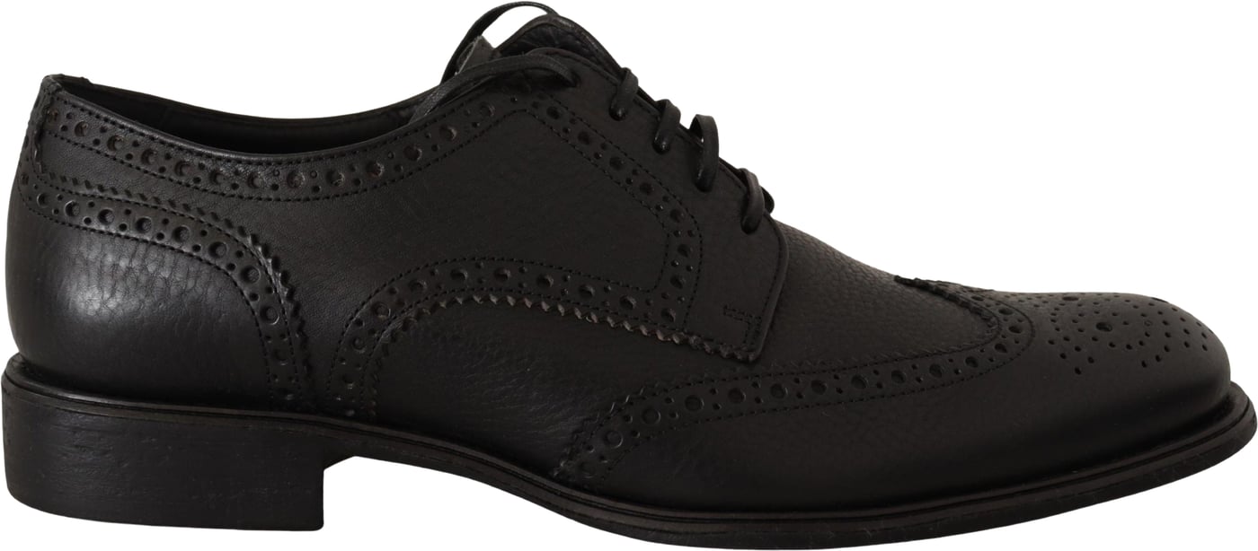 Dolce & Gabbana Black Leather Oxford Wingtip Formal Dress Shoes