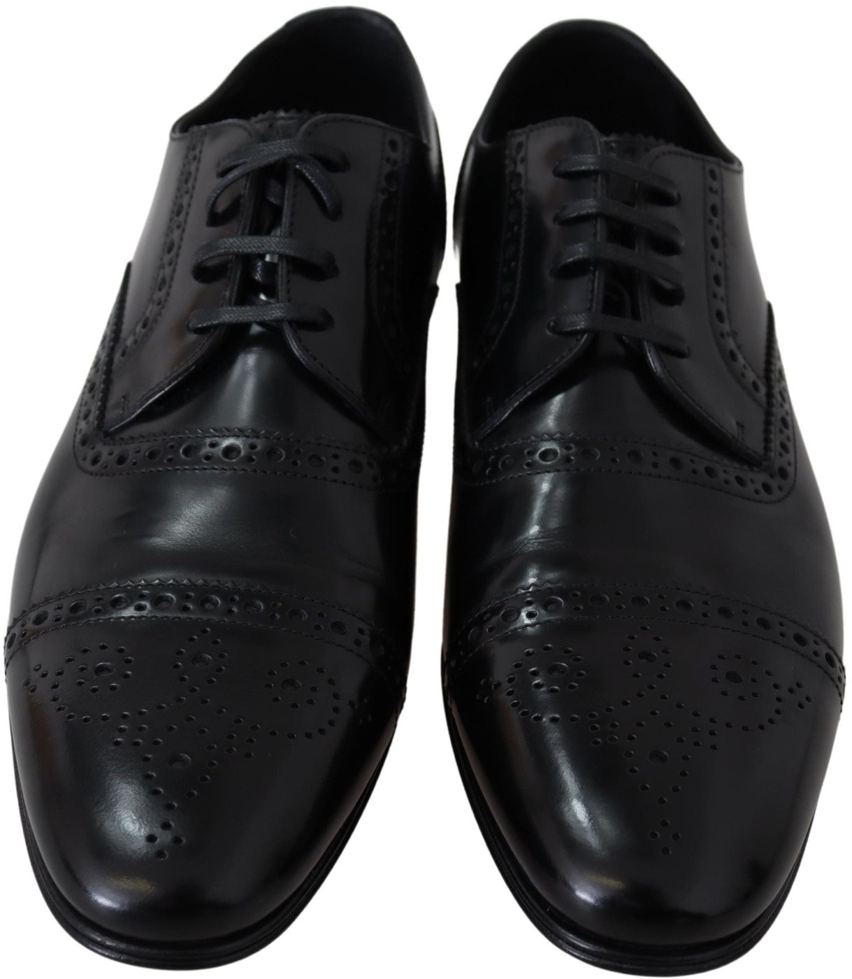 Dolce & Gabbana Black Leather Men Derby Formal Loafers Shoes