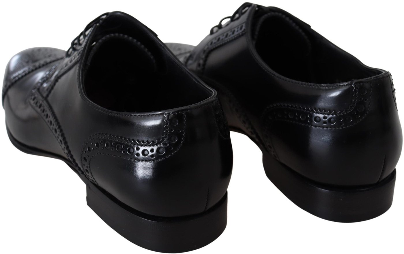 Dolce & Gabbana Black Leather Men Derby Formal Loafers Shoes