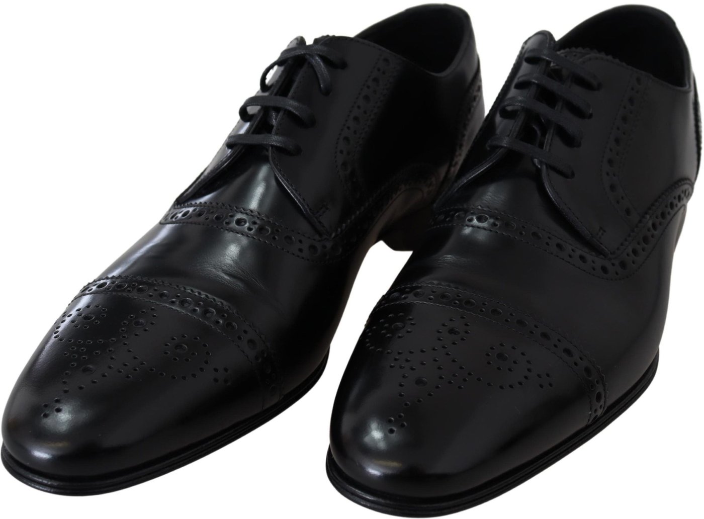 Dolce & Gabbana Black Leather Men Derby Formal Loafers Shoes