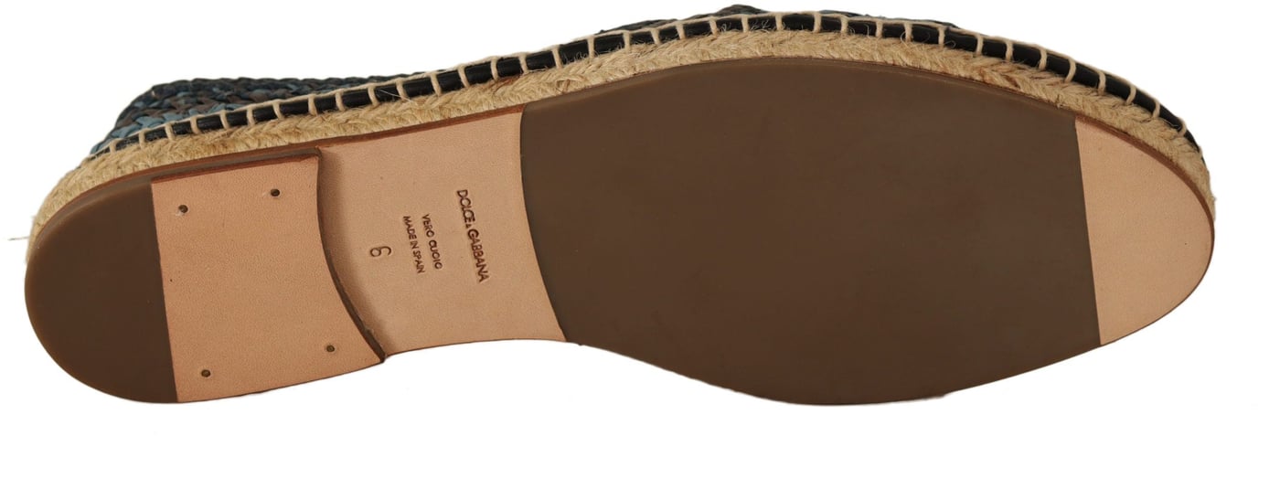 Dolce & Gabbana Blue Gray Slip On Buffalo Espadrille Shoes