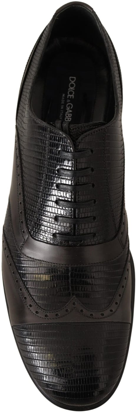 Dolce & Gabbana Brown Lizard Skin Leather Oxford Dress Shoes