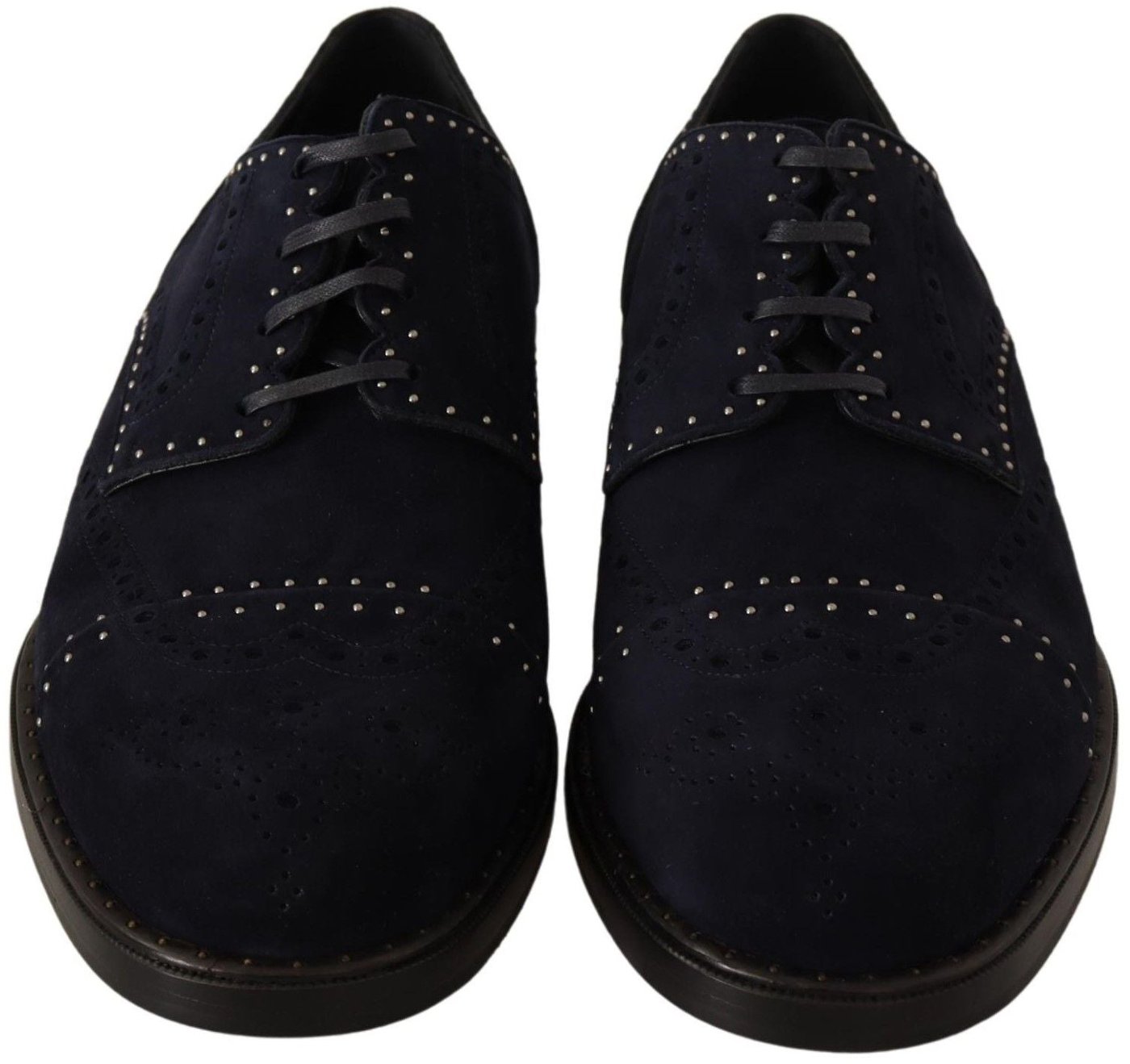 Dolce & Gabbana Blue Suede Leather Derby Studded Shoes