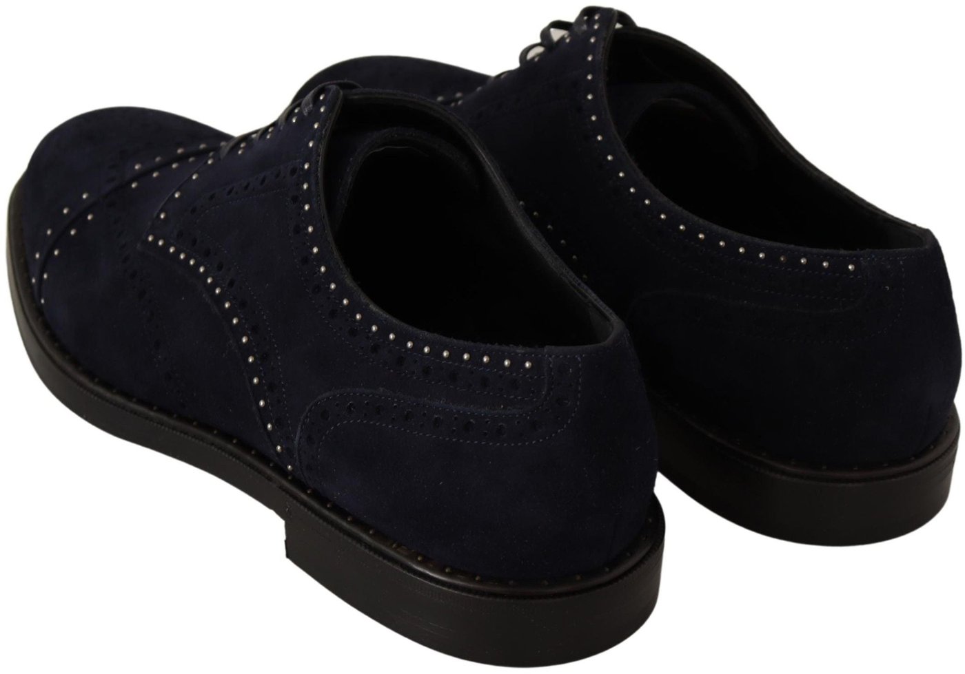 Dolce & Gabbana Blue Suede Leather Derby Studded Shoes