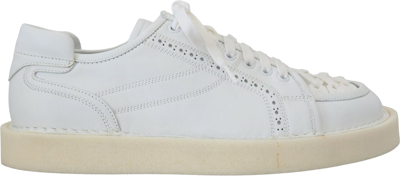 Dolce & Gabbana White Leather Low Top Oxford Sneakers Casual Shoes