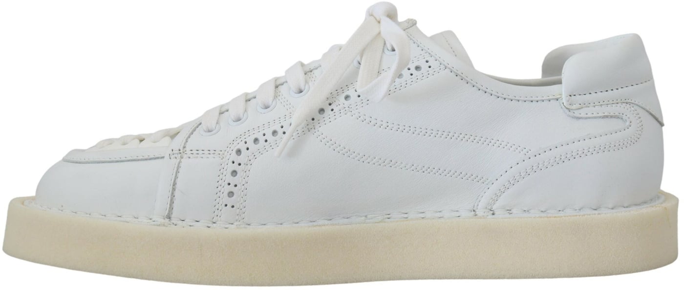 Dolce & Gabbana White Leather Low Top Oxford Sneakers Casual Shoes