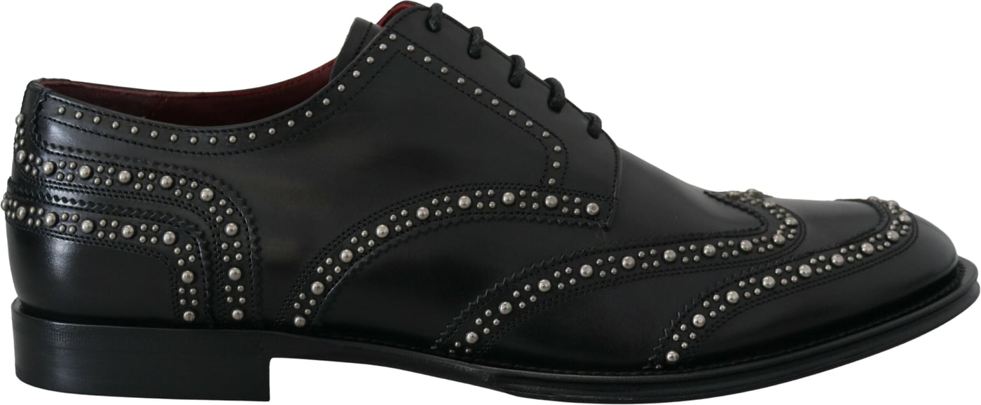 Dolce & Gabbana Black Leather Derby Dress Studded Shoes
