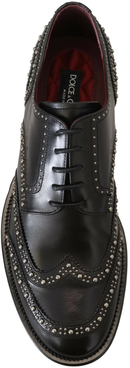 Dolce & Gabbana Black Leather Derby Dress Studded Shoes