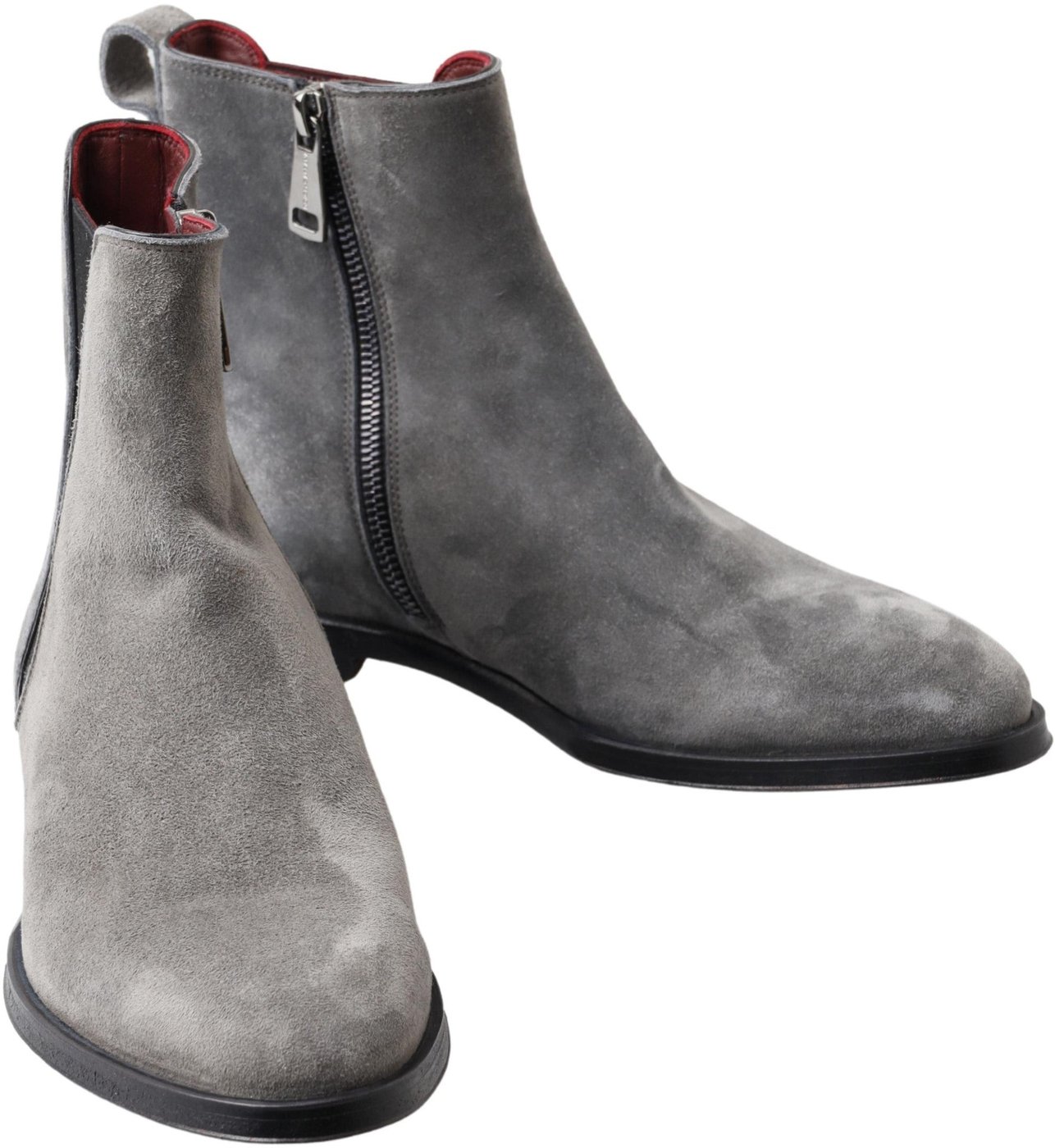 Dolce & Gabbana Gray Leather Men Ankle Boots Shoes