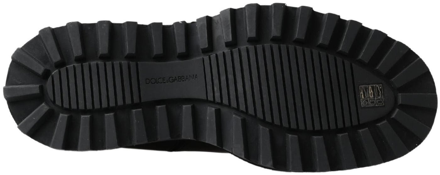 Dolce & Gabbana Black Leather Slip on Stretch Boots