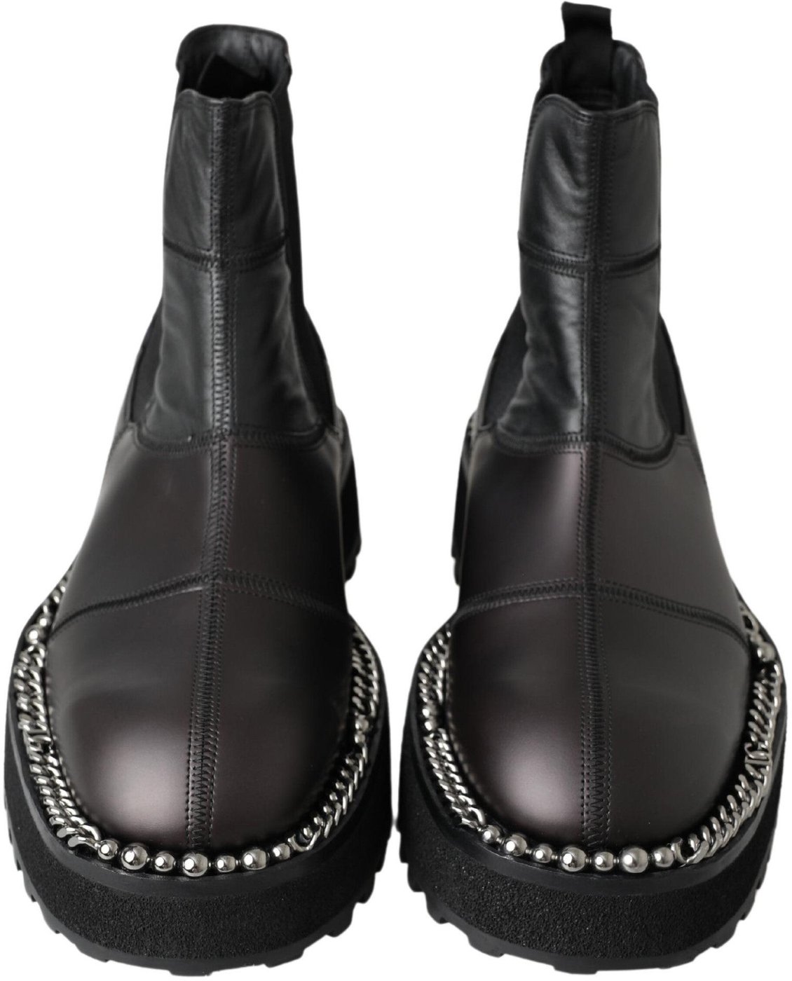Dolce & Gabbana Black Leather Slip on Stretch Boots