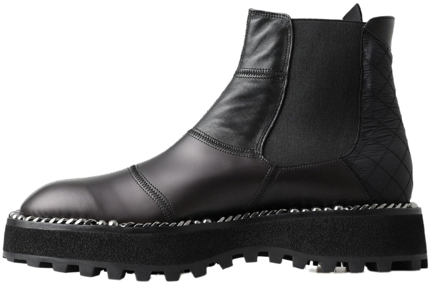 Dolce & Gabbana Black Leather Slip on Stretch Boots