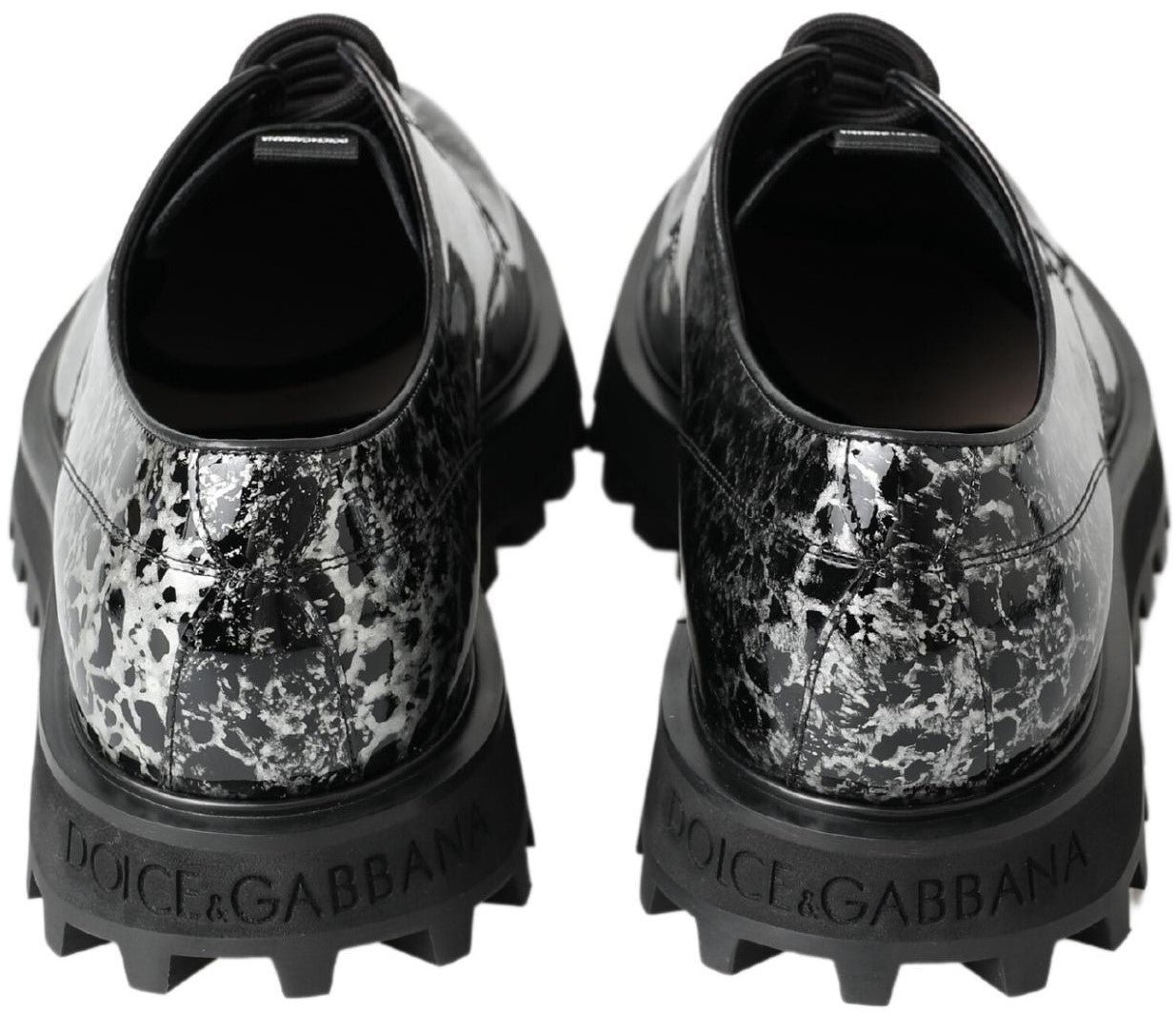 Dolce & Gabbana Black White Derby Patent Leather Shoes