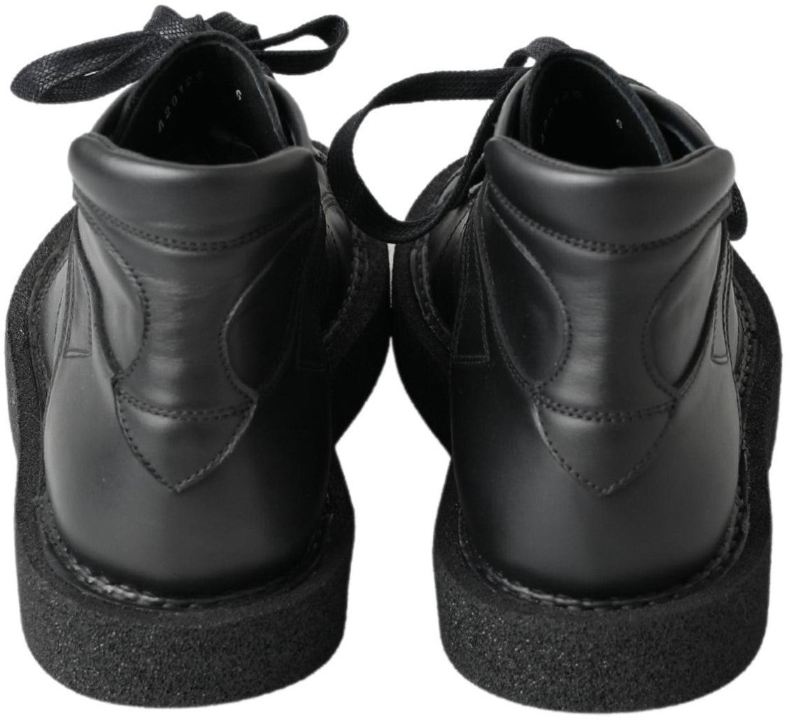 Dolce & Gabbana Black Leather Slip on Stretch Boots