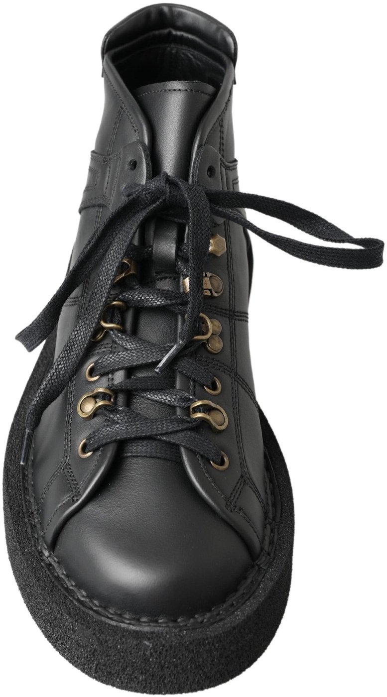 Dolce & Gabbana Black Leather Slip on Stretch Boots