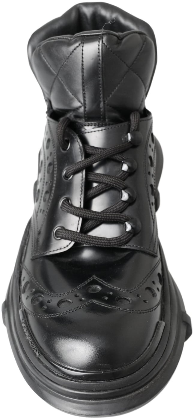 Dolce & Gabbana Black Leather Ankle Casual Boots
