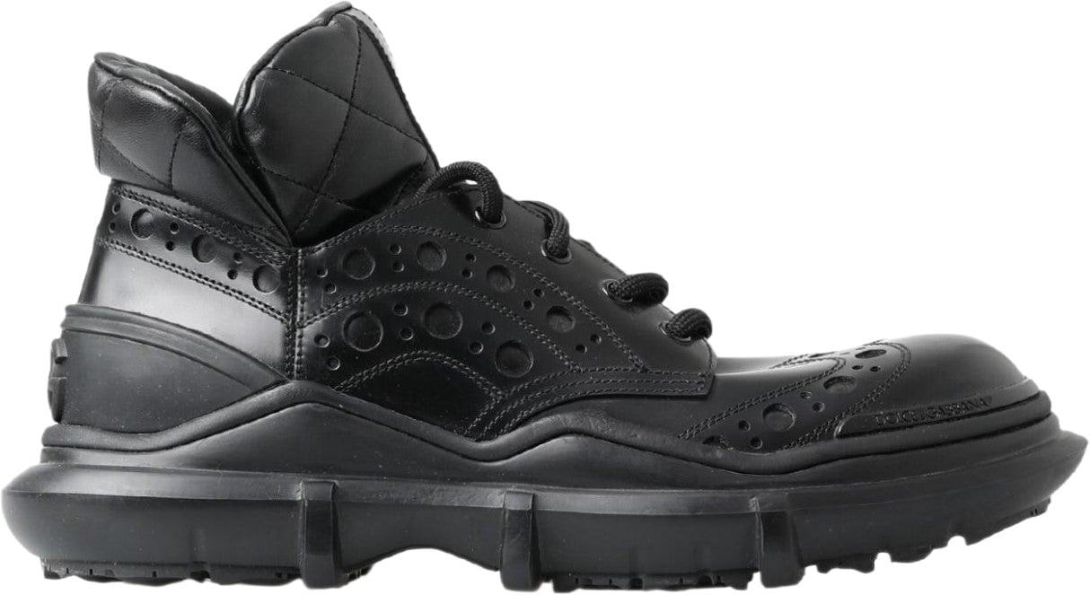 Dolce & Gabbana Black Leather Ankle Casual Boots