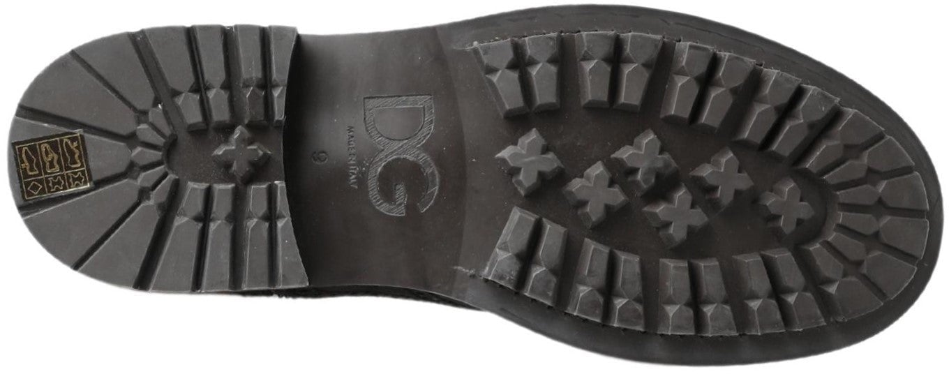 Dolce & Gabbana Black Gray Leather Ankle Boots