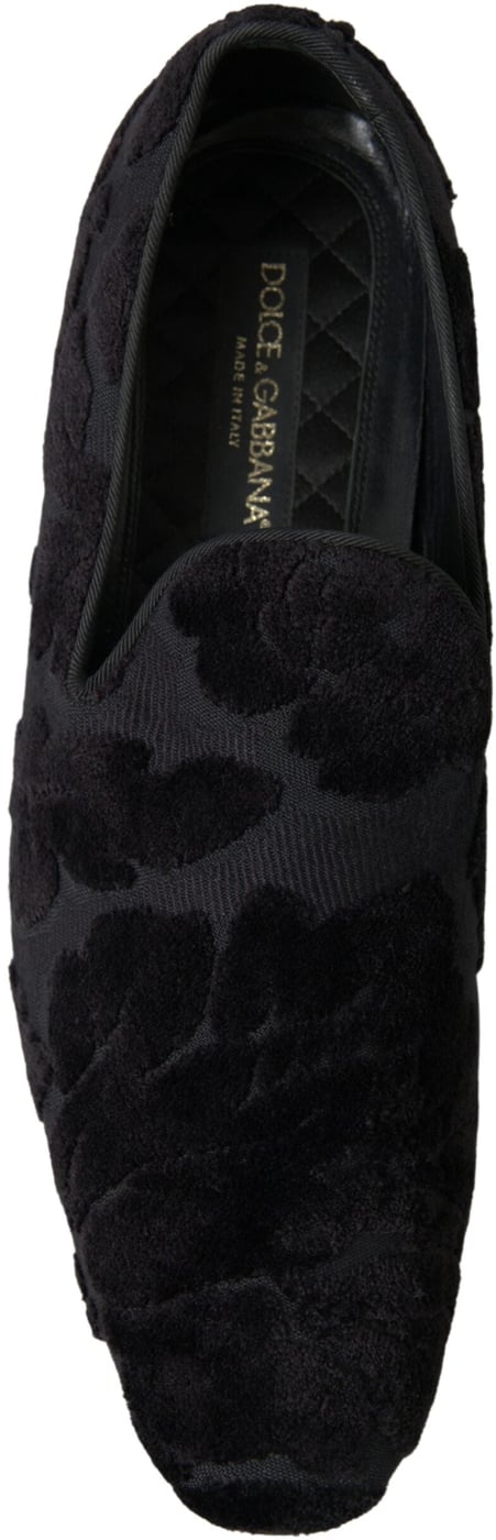 Dolce & Gabbana Black Brocade Loafers Formal Shoes