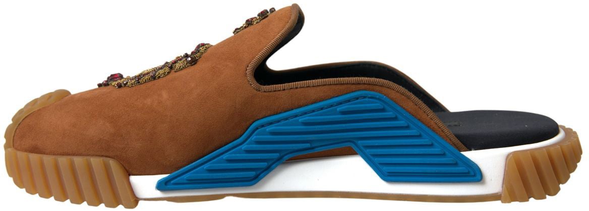 Dolce & Gabbana Brown Suede Crown Logo NS1 Slides Sandals