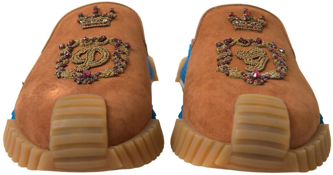 Dolce & Gabbana Brown Suede Crown Logo NS1 Slides Sandals