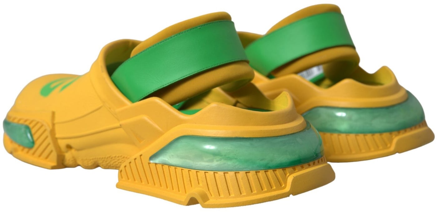 Dolce & Gabbana Yellow Green Rubber Clogs Men Slippers Men Shoes