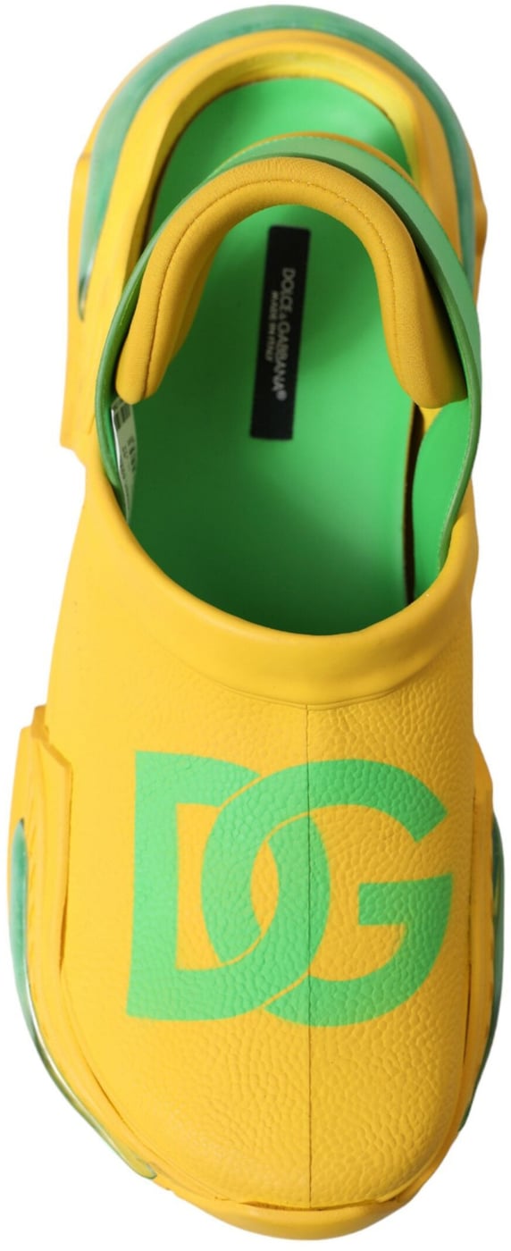 Dolce & Gabbana Yellow Green Rubber Clogs Men Slippers Men Shoes