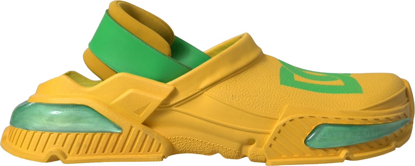 Dolce & Gabbana Yellow Green Rubber Clogs Men Slippers Men Shoes