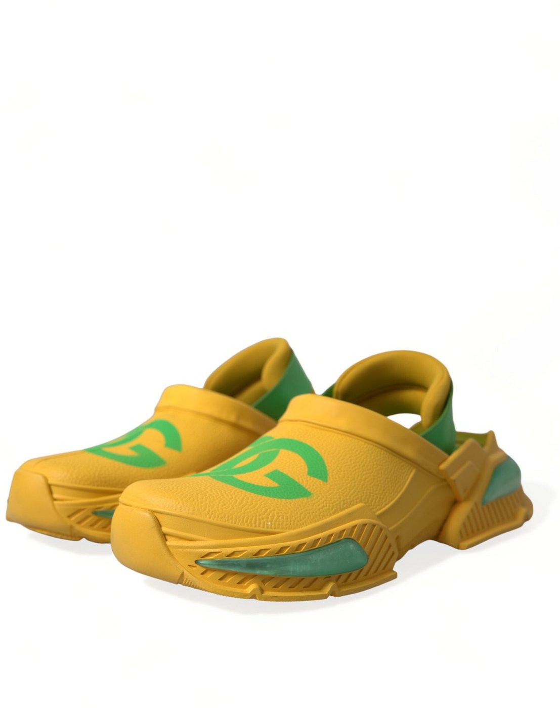 Dolce & Gabbana Yellow Green Rubber Clogs Men Slippers Men Shoes