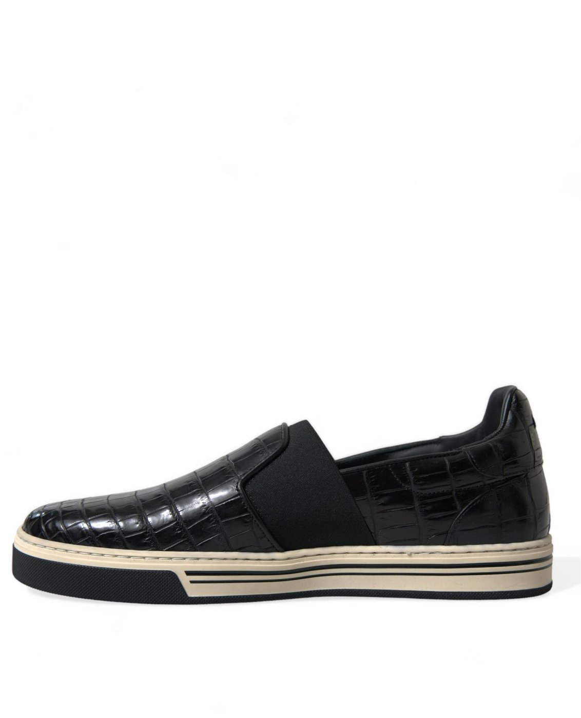 Dolce & Gabbana Black Croc Exotic Leather Sneakers Shoes