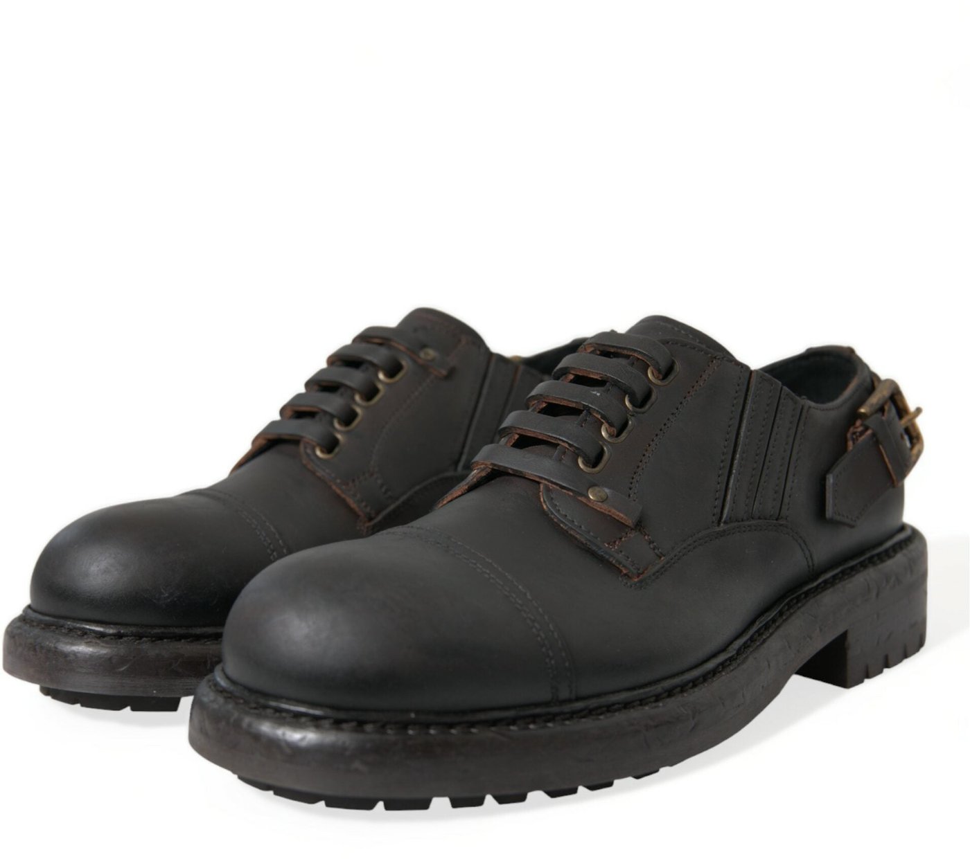 Dolce & Gabbana Brown Leather Lace Up Derby Men Dress Shoes