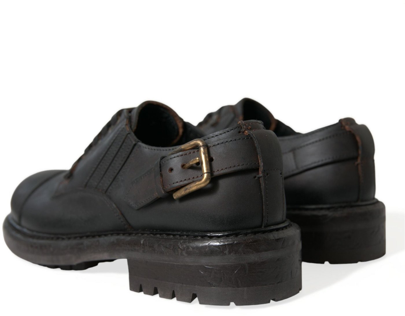 Dolce & Gabbana Brown Leather Lace Up Derby Men Dress Shoes