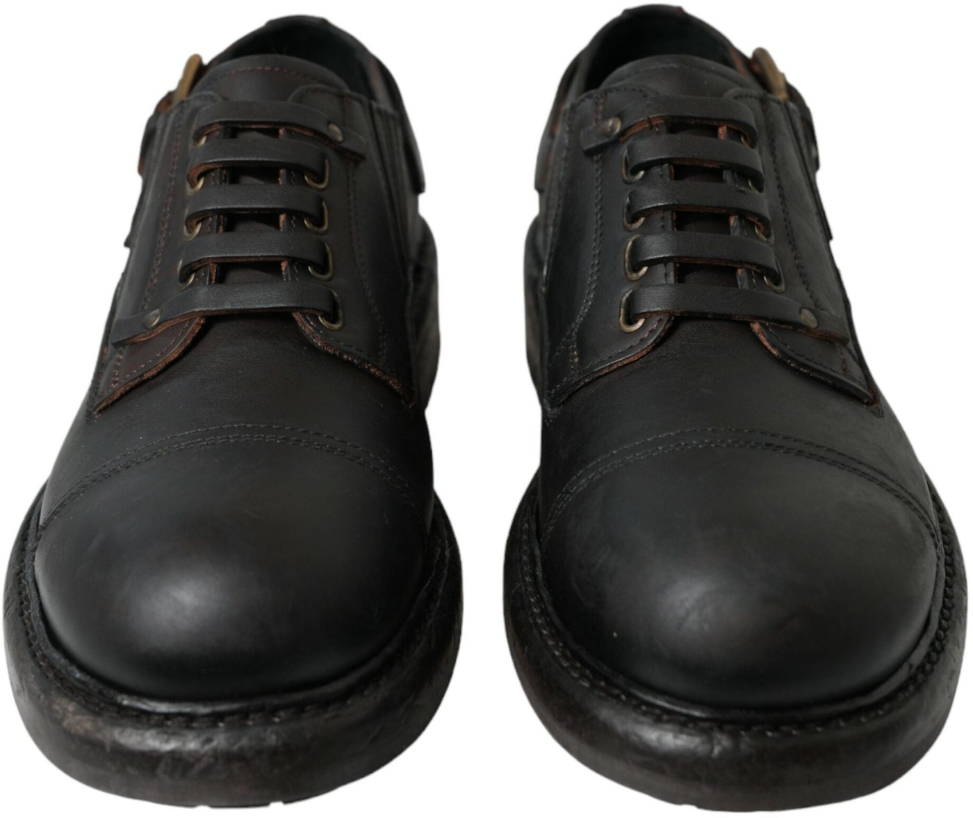 Dolce & Gabbana Brown Leather Lace Up Derby Men Dress Shoes