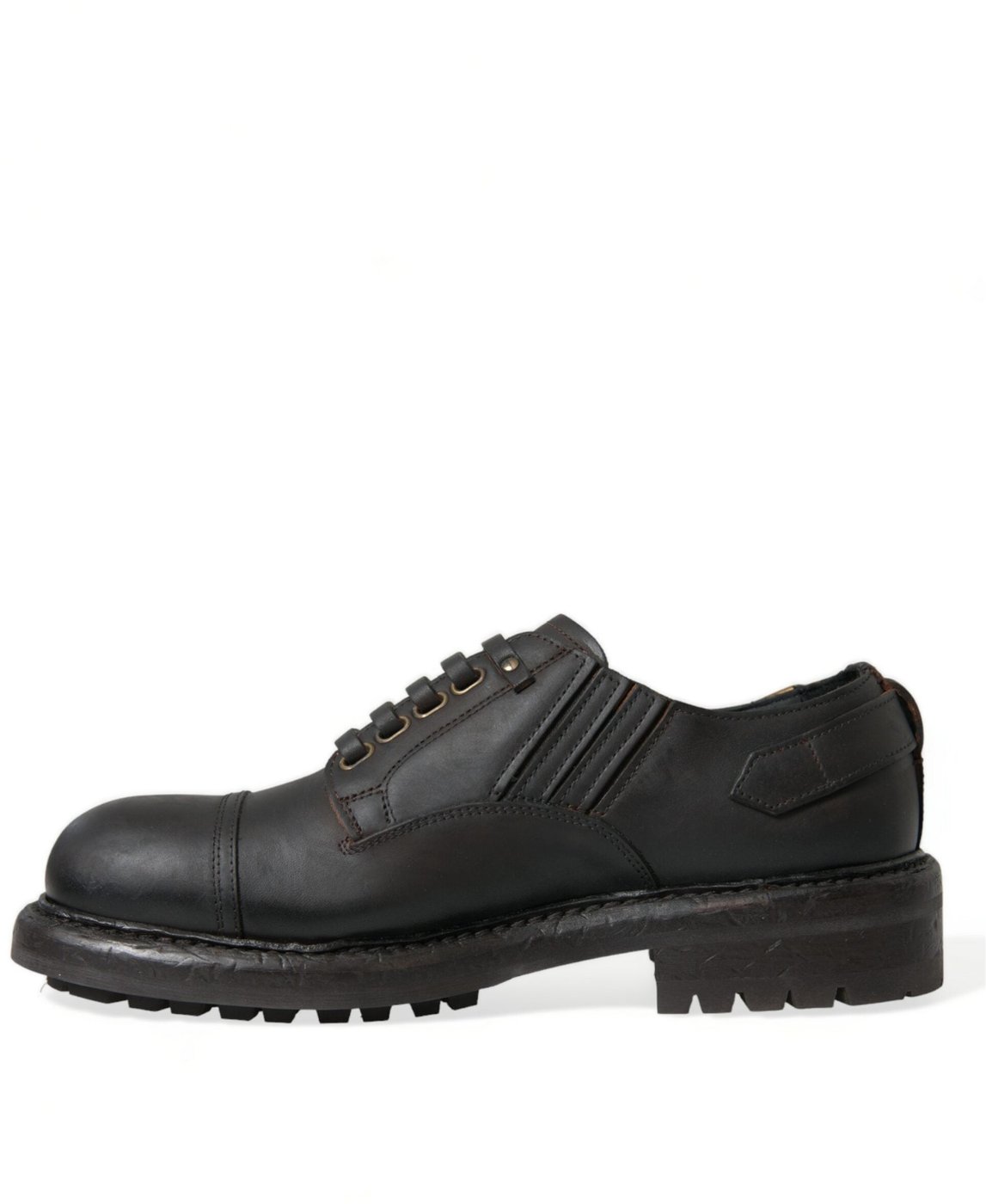 Dolce & Gabbana Brown Leather Lace Up Derby Men Dress Shoes