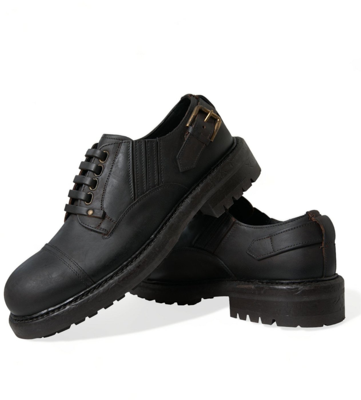 Dolce & Gabbana Brown Leather Lace Up Derby Men Dress Shoes