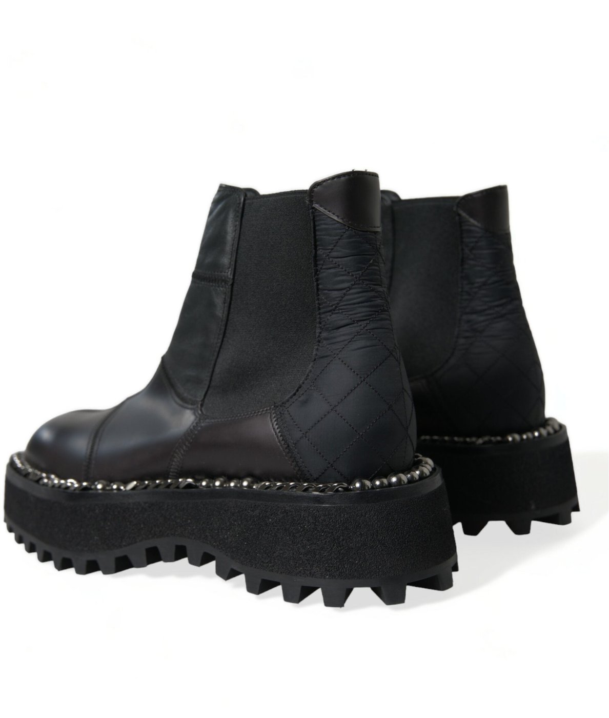 Dolce & Gabbana Black Leather Slip On Stretch Chelsea Boots Shoes