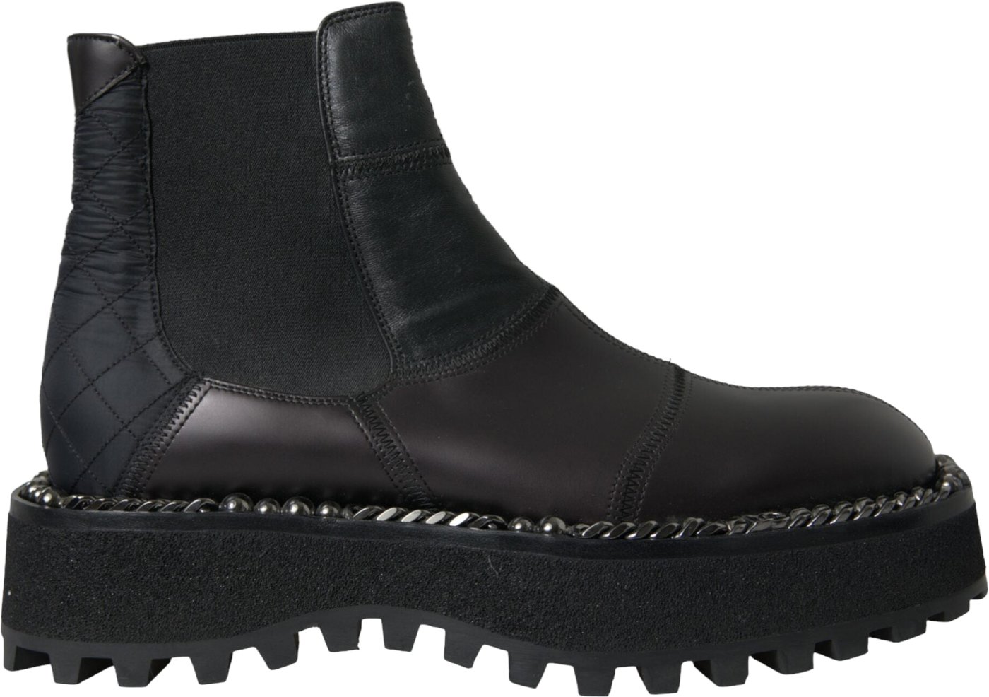 Dolce & Gabbana Black Leather Slip On Stretch Chelsea Boots Shoes